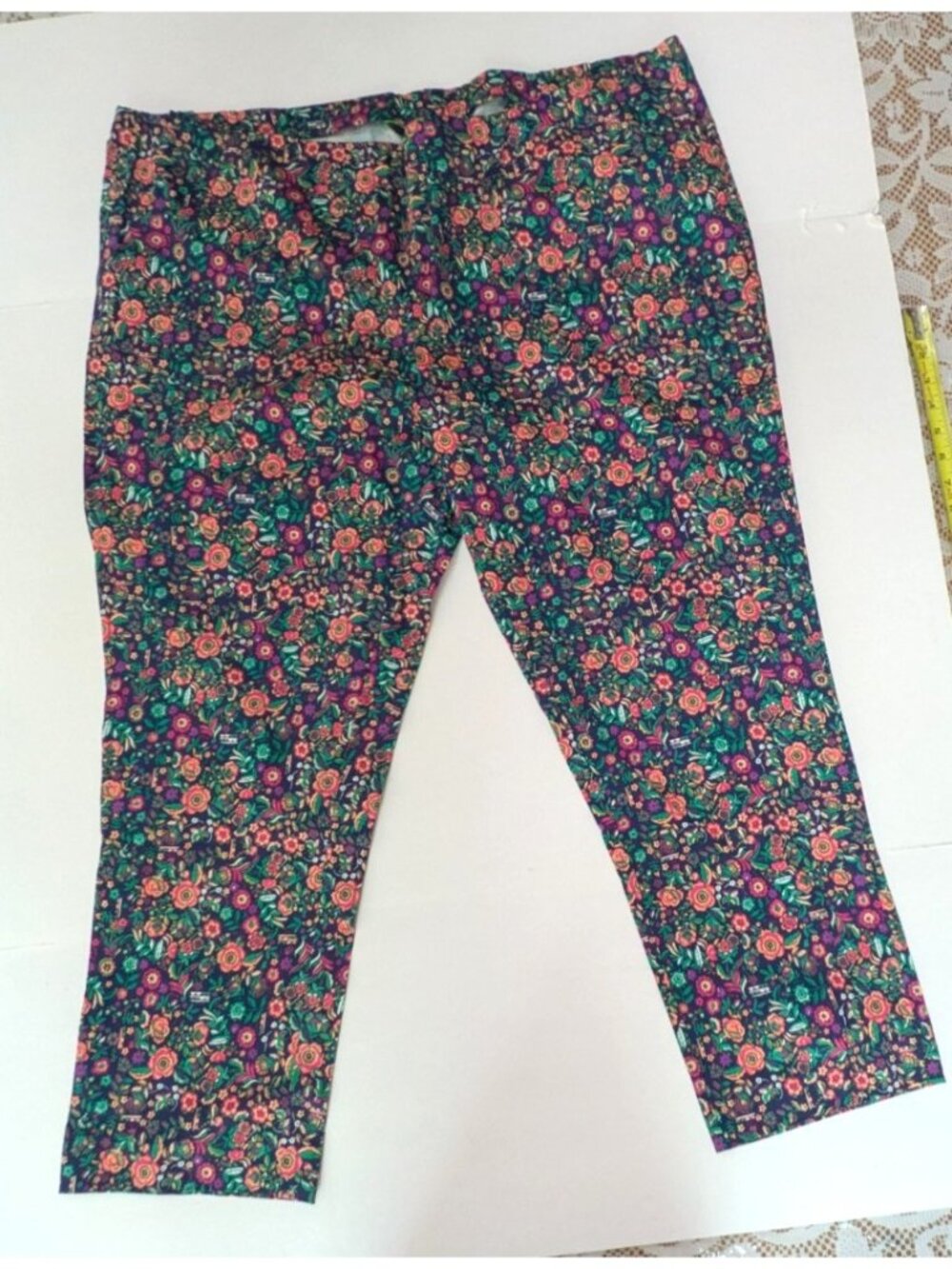 C Wonder Size 24W Womens Multicolor Floral Cotton Blend Pants Slacks